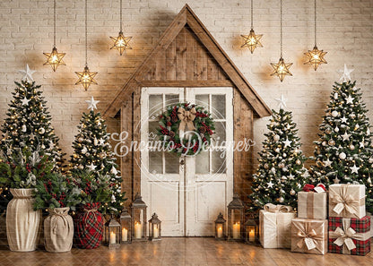 Avezano Star Light Wood Cabin Xmas Photography Background By Encanto Designer