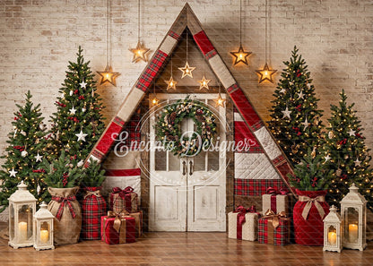 Avezano Plaid Triangle Cabin Christmas Photography Background By Encanto Designer