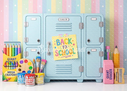 Avezano Blue Locker Pastel School Photography Background By Encanto Designer