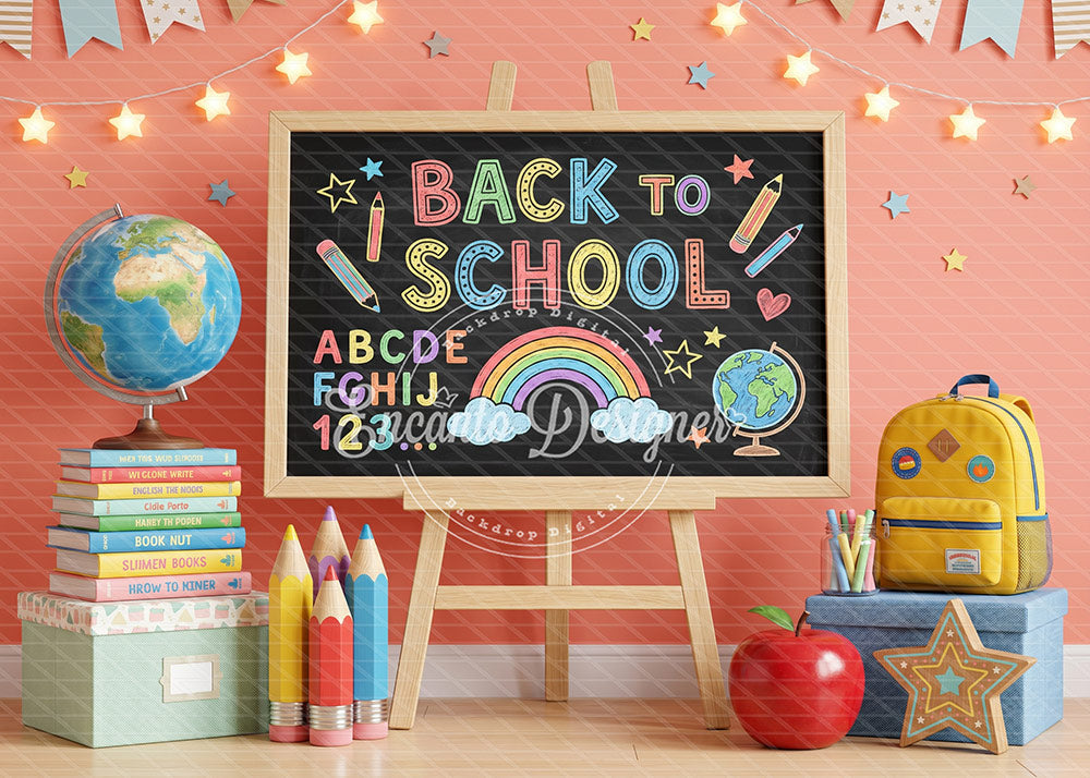 Avezano Easel Chalkboard Globe School Photography Background By Encanto Designer