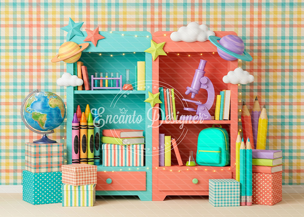 Avezano Planet Double Bookshelf Science Photography Background By Encanto Designer