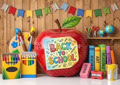 Avezano Giant Apple Wooden Wall School Photography Background By Encanto Designer