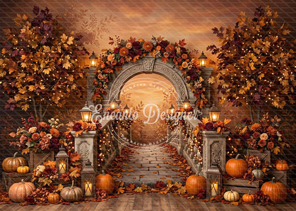 Avezano Stone Arch Pumpkin Fall Photography Background By Encanto Designer