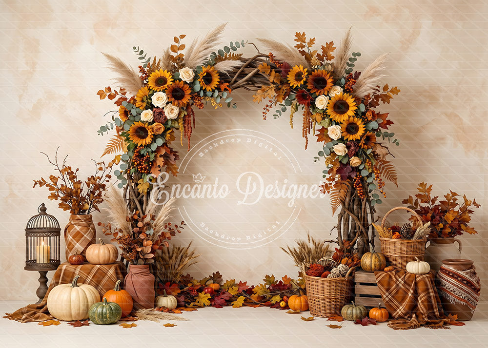 Avezano Sunflower Twig Arch Fall Photography Background By Encanto Designer