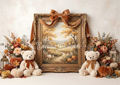 Avezano Antique Frame Bear Bow Fall Photography Background By Encanto Designer