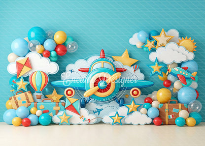 Avezano Airplane Adventure Balloon Photography Background By Encanto Designer