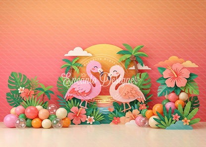 Avezano Tropical Flamingo Summer Photography Background By Encanto Designer
