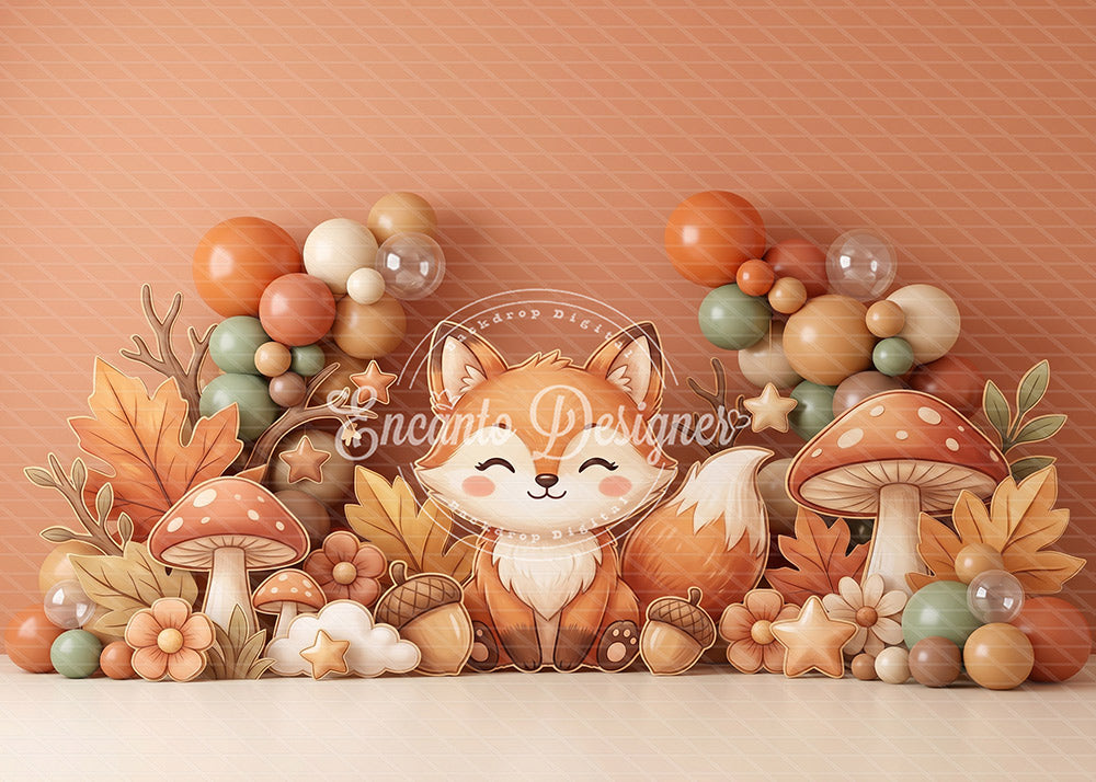 Avezano Autumn Fox Mushroom Photography Background By Encanto Designer