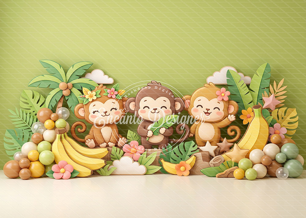 Avezano Banana Monkey Party Photography Background By Encanto Designer