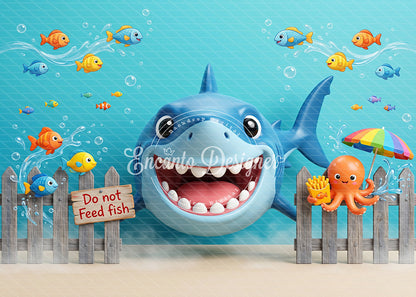 Avezano Cartoon Shark Underwater Photography Background By Encanto Designer
