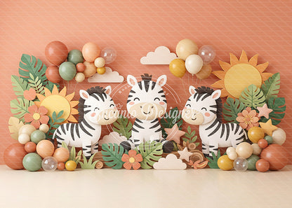 Avezano Safari Zebra Sun Photography Background By Encanto Designer