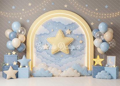 Avezano Blue Star Moon Baby Shower Photography Background By Encanto Designer