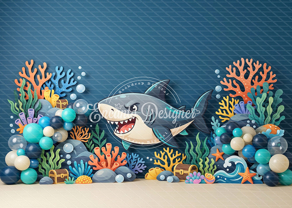 Avezano Ocean Shark Treasure Photography Background By Encanto Designer