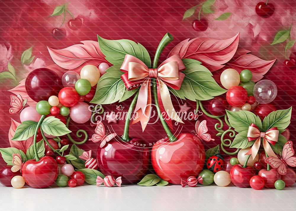Avezano Cherry Bow Party Photography Background By Encanto Designer