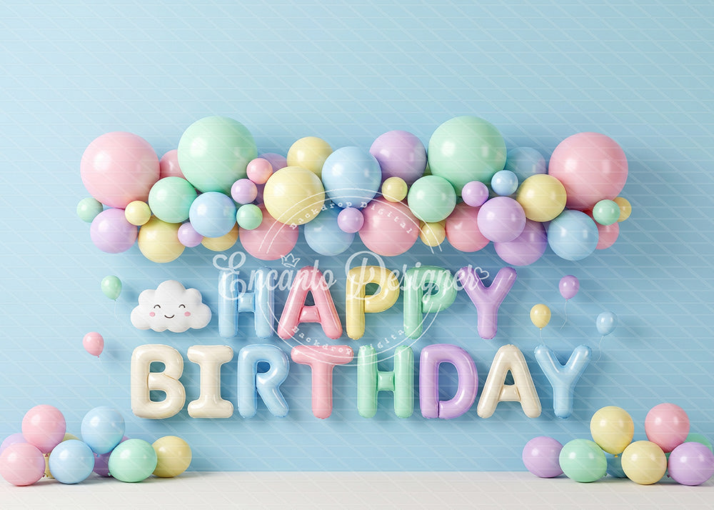 Avezano Pastel Birthday Balloon Photography Background By Encanto Designer