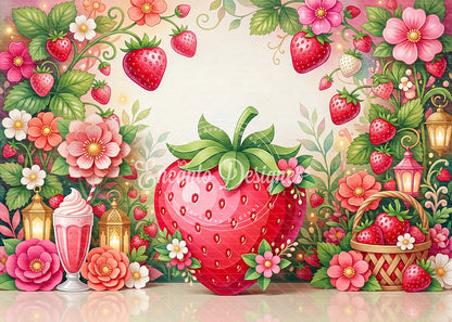 Avezano Sweet Strawberry Garden Photography Background By Encanto Designer
