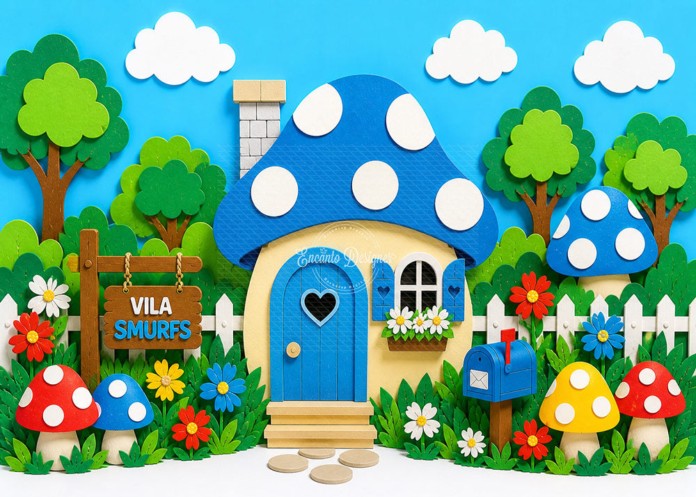 Avezano Smurf Mushroom House Photography Background By Encanto Designer
