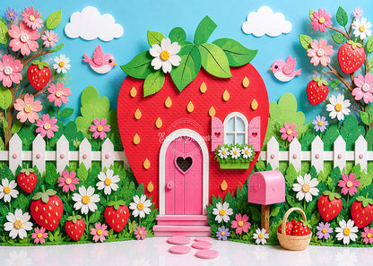 Avezano Strawberry House Garden Photography Background By Encanto Designer
