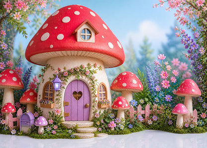 Avezano Mushroom Cottage Fantasy Photography Background By Encanto Designer