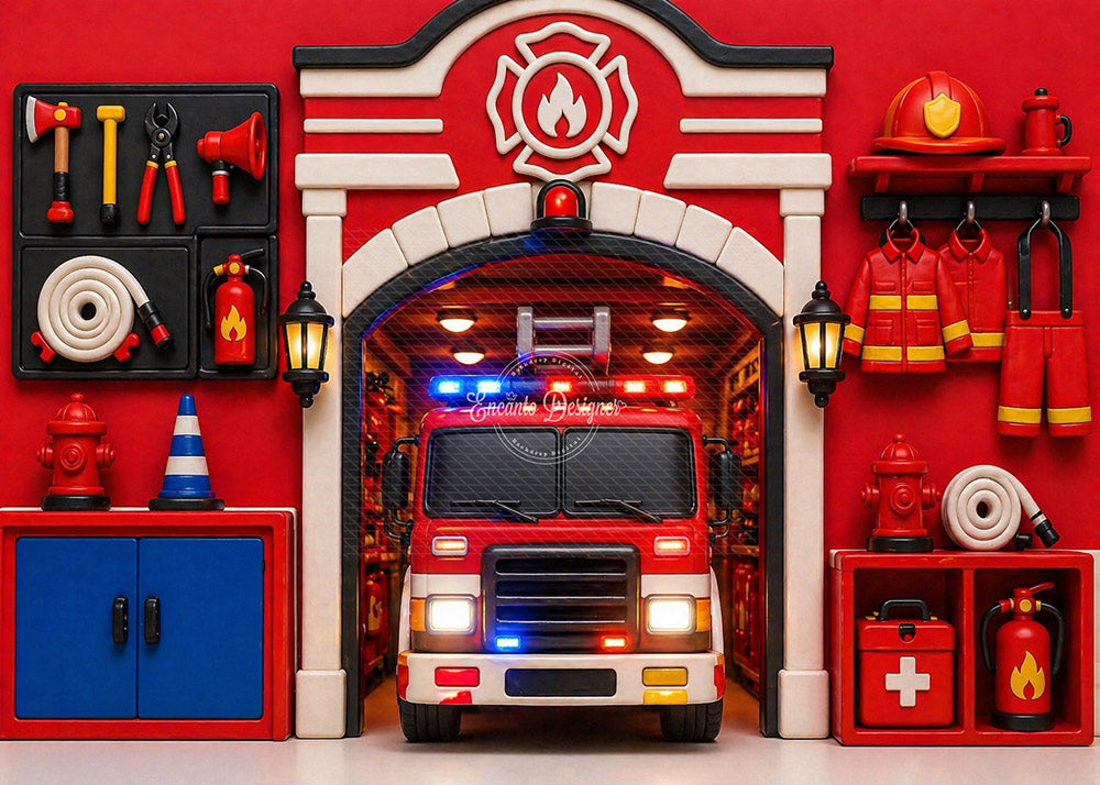 Avezano Fire Truck Station Photography Background By Encanto Designer