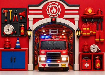 Avezano Fire Truck Station Photography Background By Encanto Designer