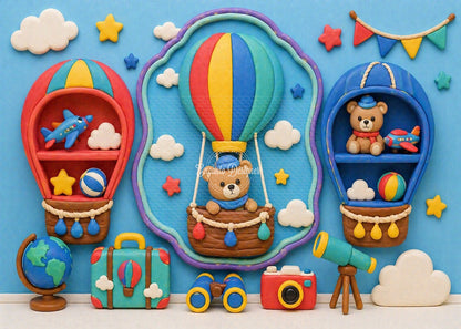Avezano Hot Air Balloon Bear Photography Background By Encanto Designer