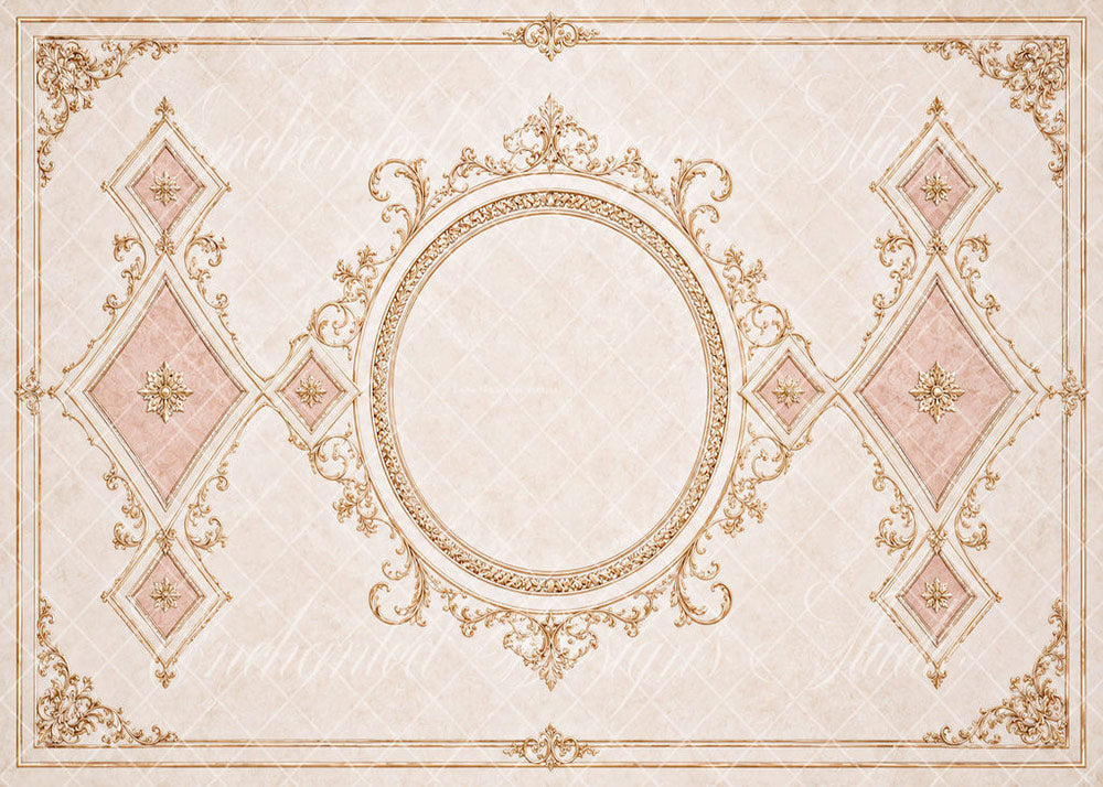 Avezano Pink Gold Ornate Frame Floor Backdrop Designed By Enchanted Design Studio