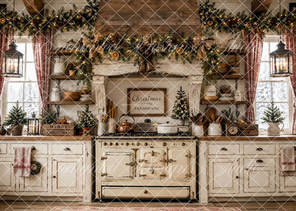 Avezano Christmas Farmhouse Kitchen Backdrop Designed By Enchanted Design Studio
