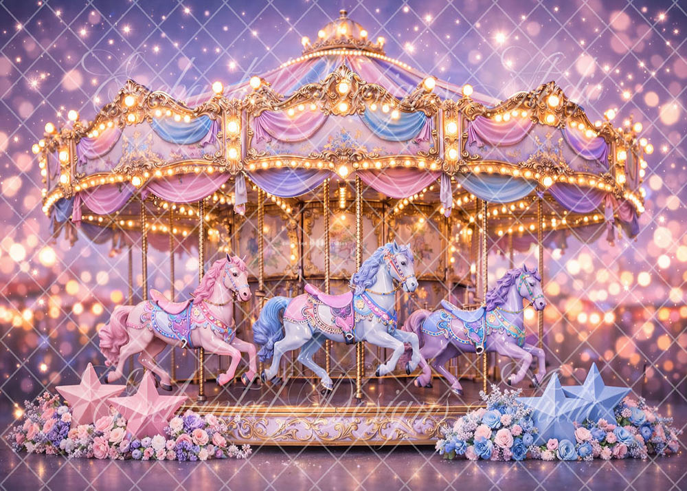 Avezano Pastel Carousel Backdrop Designed By Enchanted Design Studio