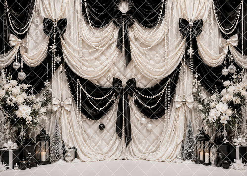 Avezano Black White Pearl Holiday Backdrop Designed By Enchanted Design Studio