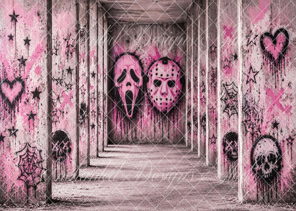 Avezano Pink Horror Graffiti Hallway Backdrop Designed By Enchanted Design Studio