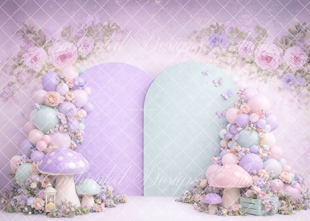 Avezano Lavender Floral Mushroom Backdrop Designed By Enchanted Design Studio