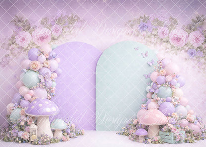 Avezano Lavender Floral Mushroom Backdrop Designed By Enchanted Design Studio