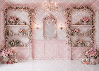 Avezano Pink Mirror Floral Wall Backdrop Designed By Enchanted Design Studio
