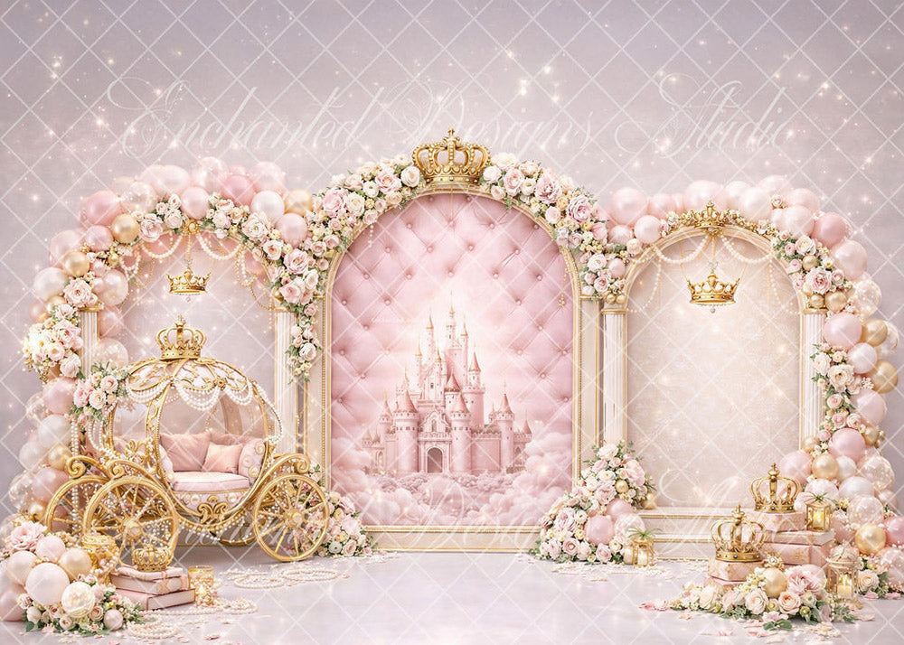 Avezano Balloon Arch Castle Carriage Backdrop Designed By Enchanted Design Studio
