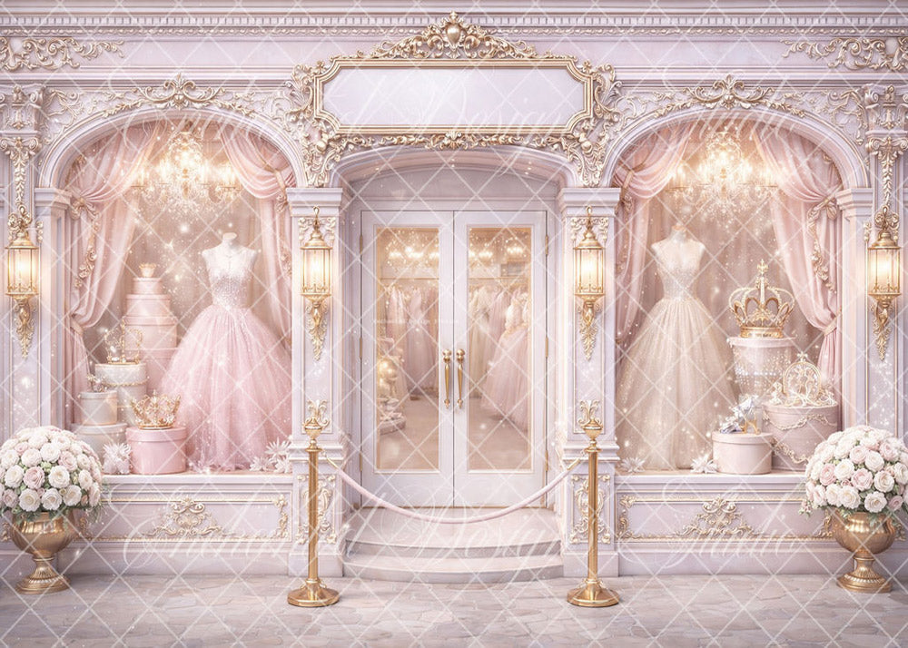 Avezano Luxury Wedding Dress Shop Backdrop Designed By Enchanted Design Studio