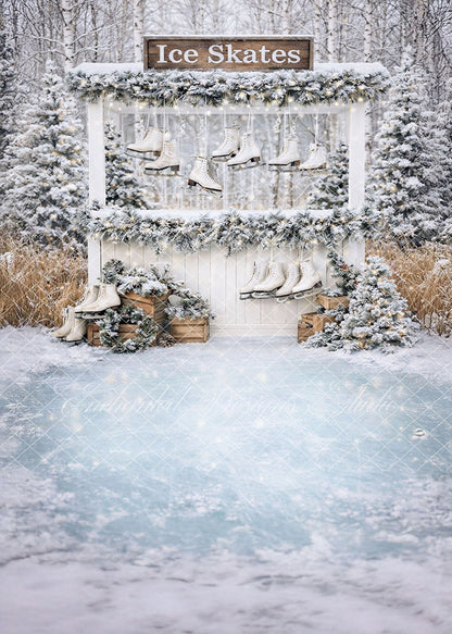 Avezano Winter Ice Skate Cabin With Floor Backdrop Designed By Enchanted Design Studio
