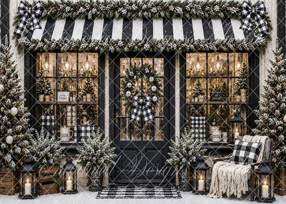 Avezano Buffalo Plaid Christmas Shop Backdrop Designed By Enchanted Design Studio
