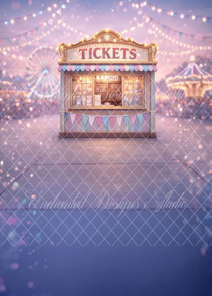 Avezano Carnival Ticket Booth With Floor Backdrop Designed By Enchanted Design Studio