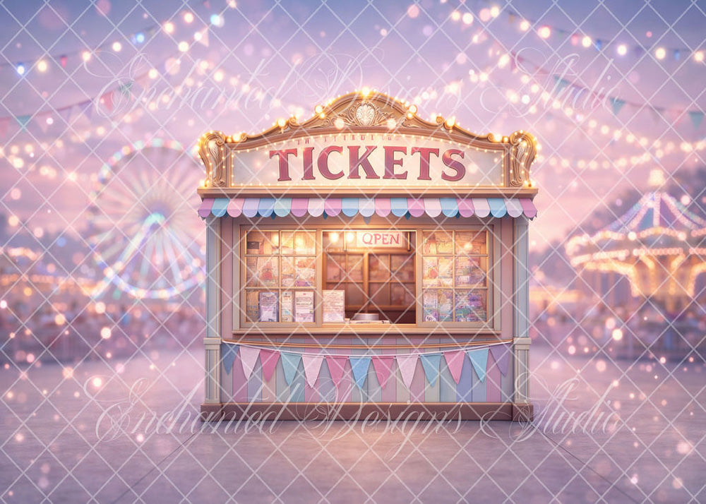 Avezano Pastel Fair Ticket Kiosk Backdrop Designed By Enchanted Design Studio