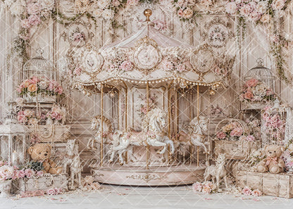 Avezano Vintage Floral Carousel Backdrop Designed By Enchanted Design Studio