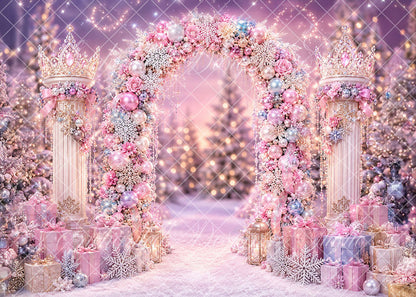 Avezano Pastel Pink Winter Snow Arch Backdrop Designed By Enchanted Design Studio