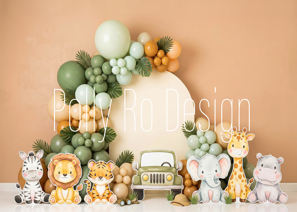 Avezano Safari Animal Balloon Photography Backdrop Designed By Polly Ro Design