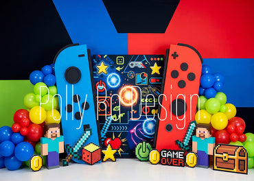 Avezano Pixel Game Party Photography Backdrop Designed By Polly Ro Design