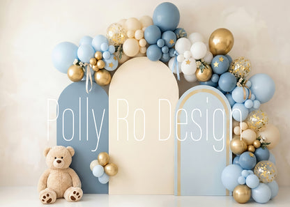 Avezano Blue Bear Balloon Arch Photography Backdrop Designed By Polly Ro Design