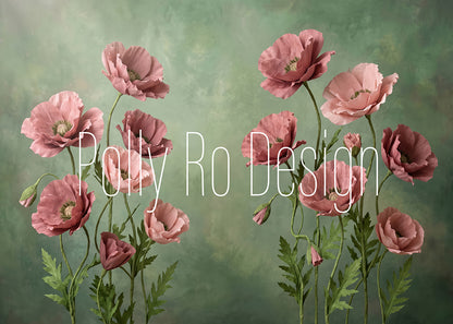 Toile de fond pour photographie de baiser de roses et de ballons de la Saint-Valentin d'Avezano conçue par Polly Ro Design