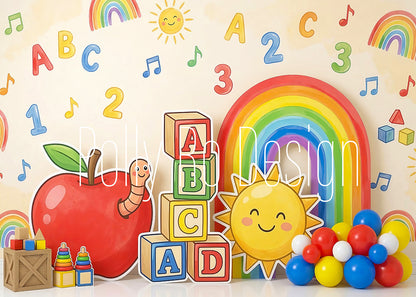 Avezano ABC Rainbow Nursery Photography Backdrop Designed By Polly Ro Design