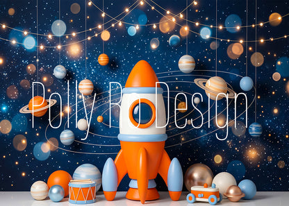 Avezano Space Rocket Starry Sky Photography Backdrop Designed By Polly Ro Design
