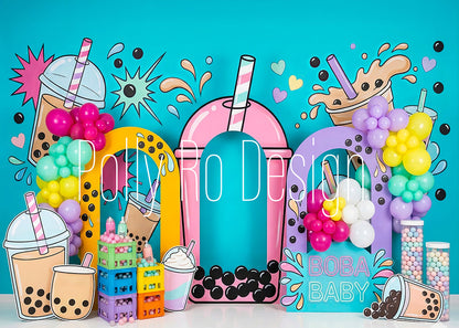 Avezano Boba Bubble Tea Party Photography Backdrop Designed By Polly Ro Design
