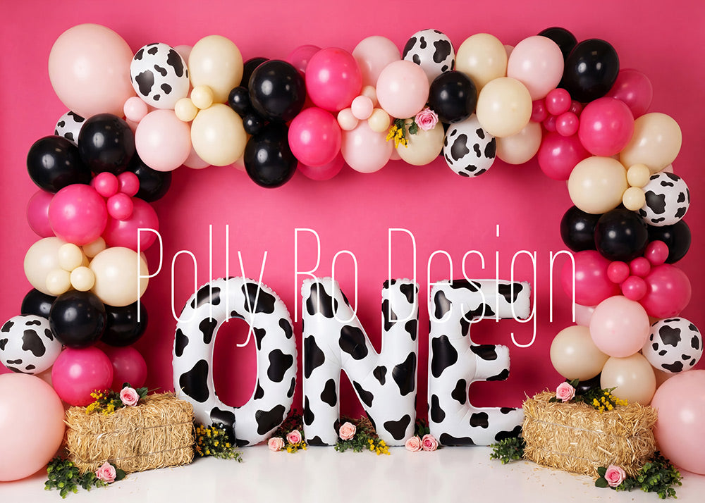Avezano Cow Print One Birthday Photography Backdrop Designed By Polly Ro Design